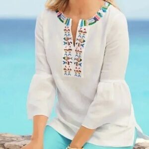 NWT Talbots Embellished Collar with Beaded Fish Linen Tunic, size Small